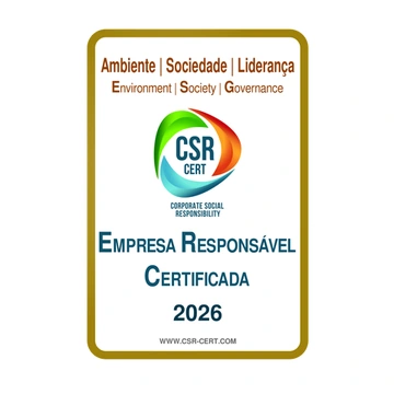 Selo CSR-CERT Empresa Responsável Certificada 2026 — Ambiente, Sociedade e Liderança